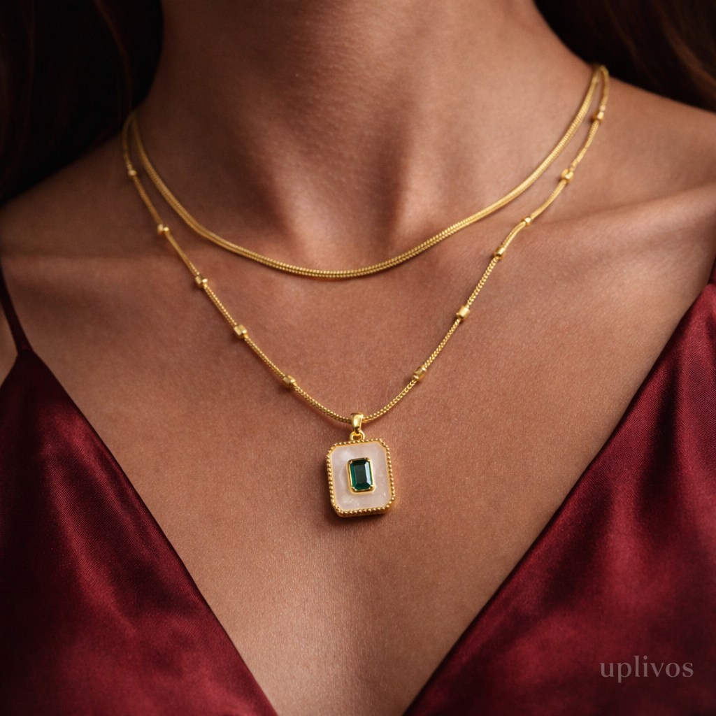 Uplivos Emerald Aura Pendant Necklace